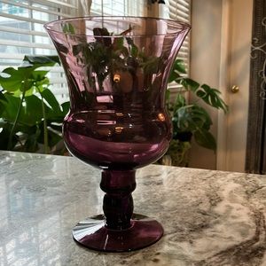 Vintage Morgantown Glass Pedestal Urn Style Vase Amethyst